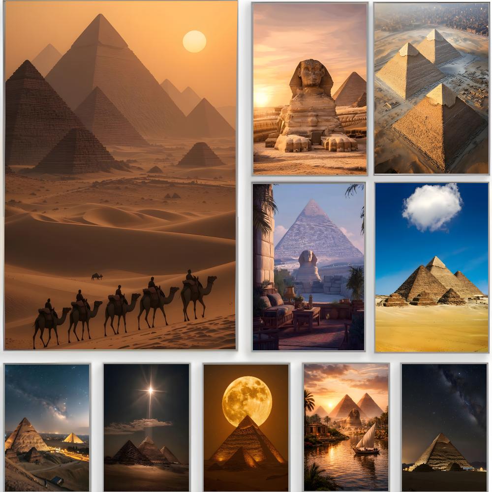 Home Decor Egypt - scenic landmark e-egypt pyramids Poster Classic