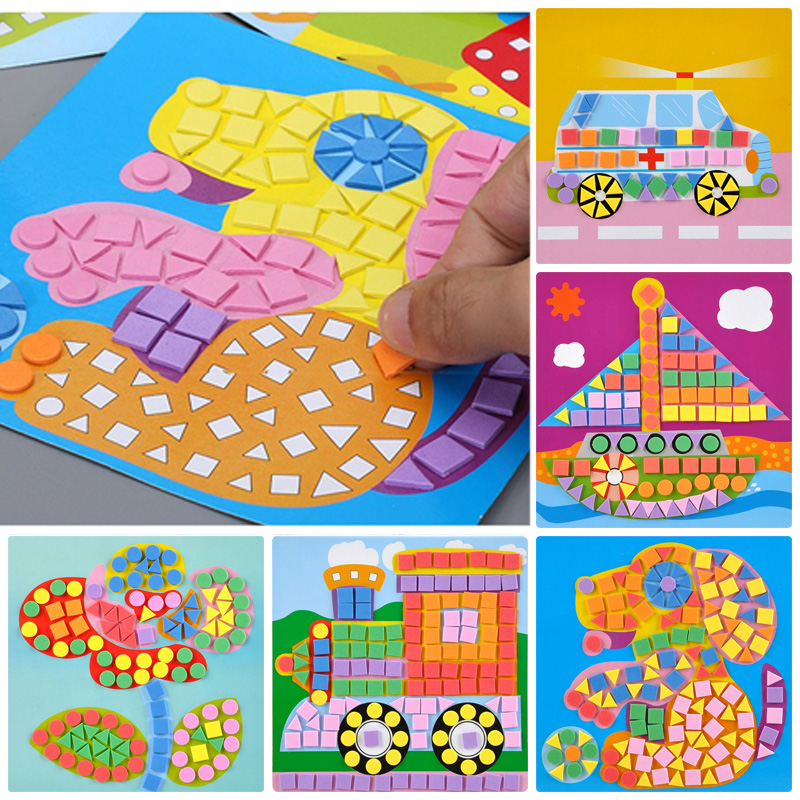 Home Decor Scrap - 6/12pcs Mosaics Paintings DIY Foam Puzzles