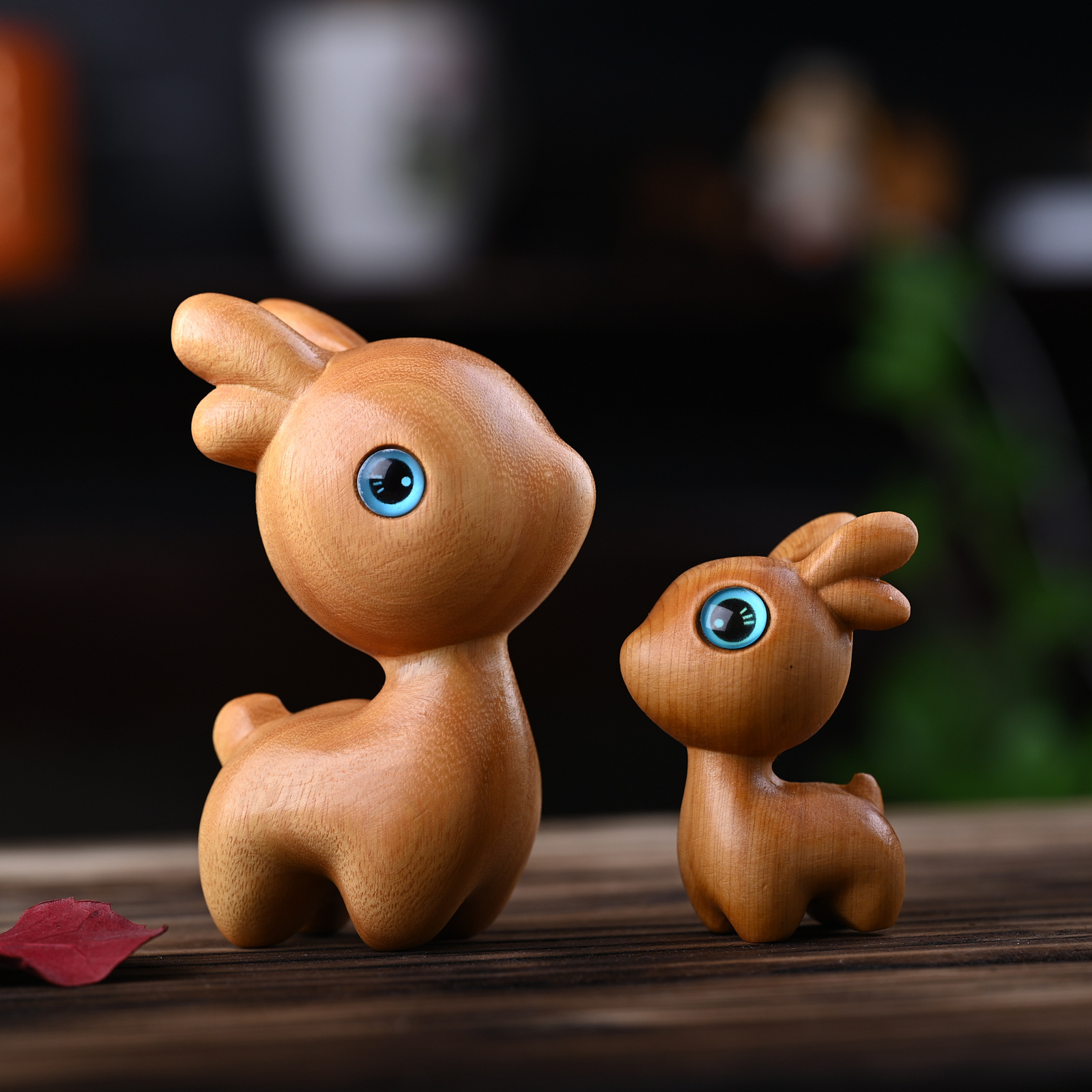 Home Decor Lovely Home - Cute Hand Carved Wooden Deer Statue