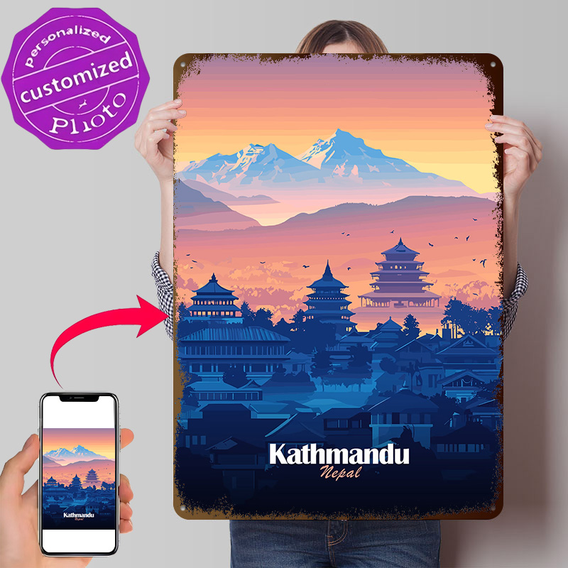 Home Decor Kathmandu - Kathmandu Skyline 3D Printed Texture Poster