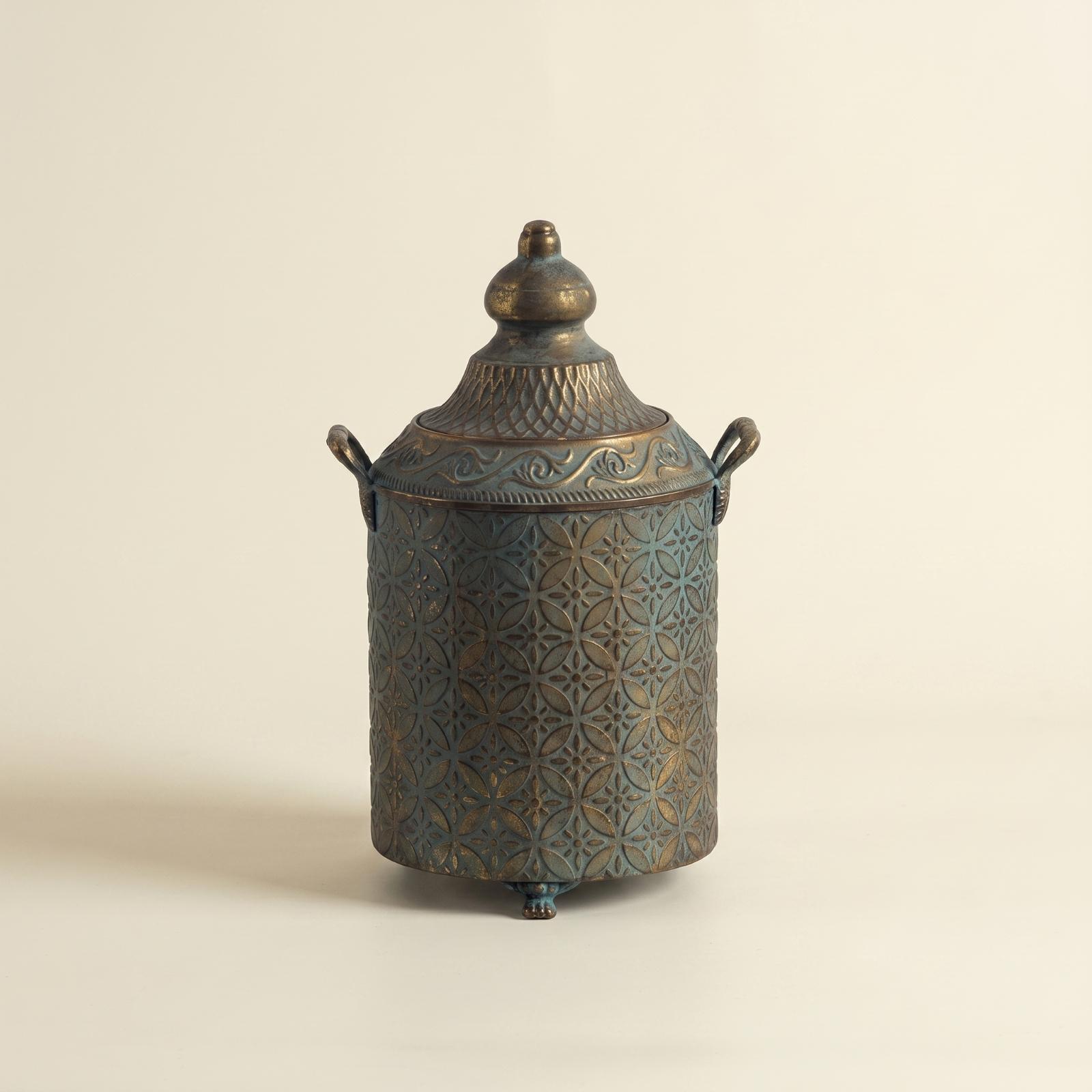 Home Decor Vase - Patina Finished Metal Decorative Vase Container