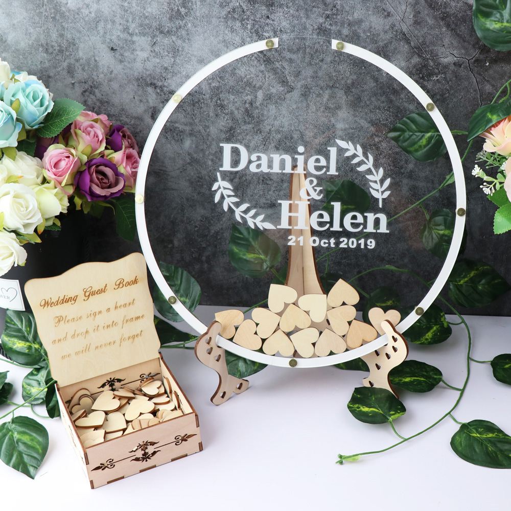 Wooden Letter Sign - Personalized Acrylic round wedding guest book