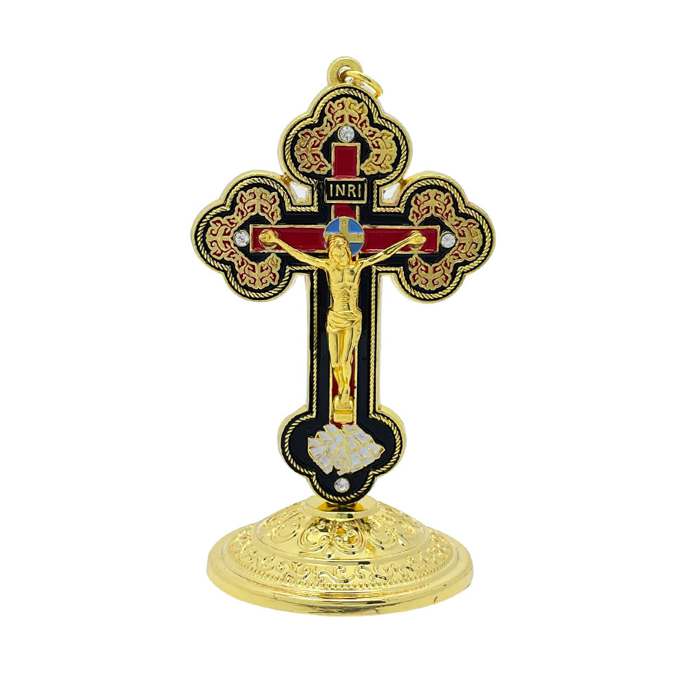 Home Decor Inspo - New2026 Catholic Standing Crucifix Gold Enamel