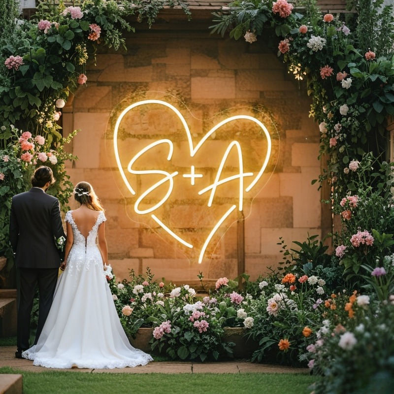 Home Decor Inspo - Custom Initials Heart LED Neon Sign,