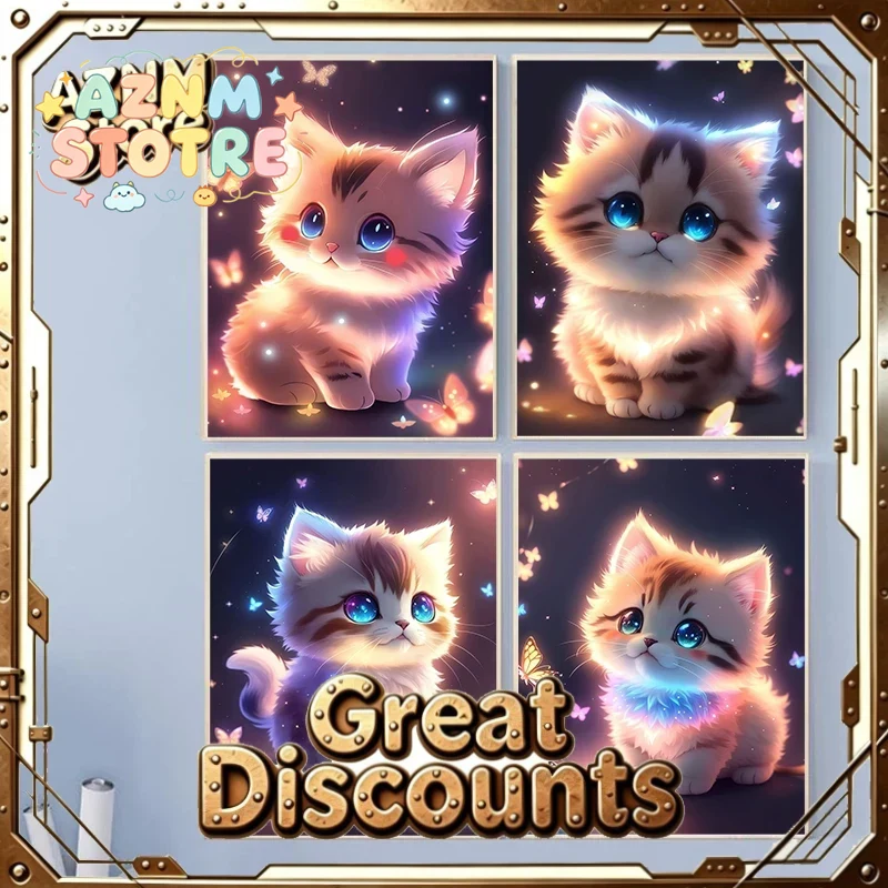 Home Decor Lovely Home - Lovely Glowing Kitten Canvas Poster Cute