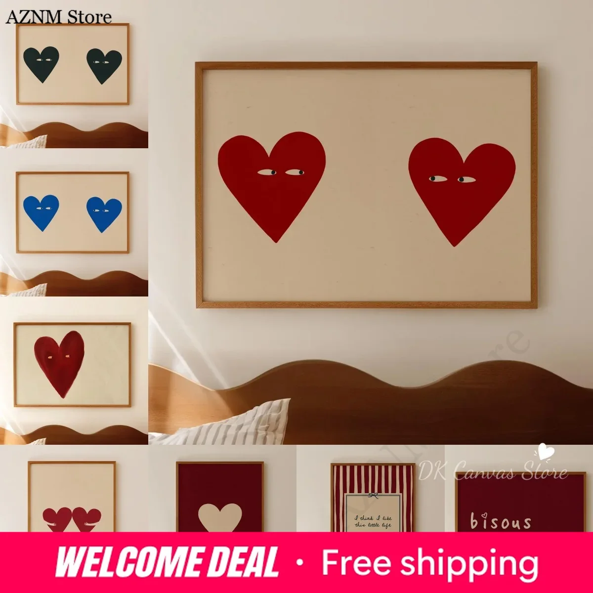 Home Decor Lovely Home - Funny Red Heart Eyes Canvas Print