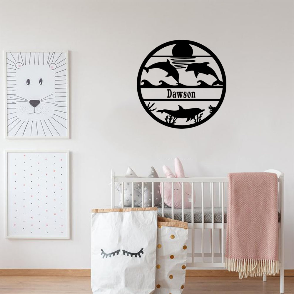 Home Decor Wall Stickers - 1PC NEW Dolphin Customizable Name Vinyl