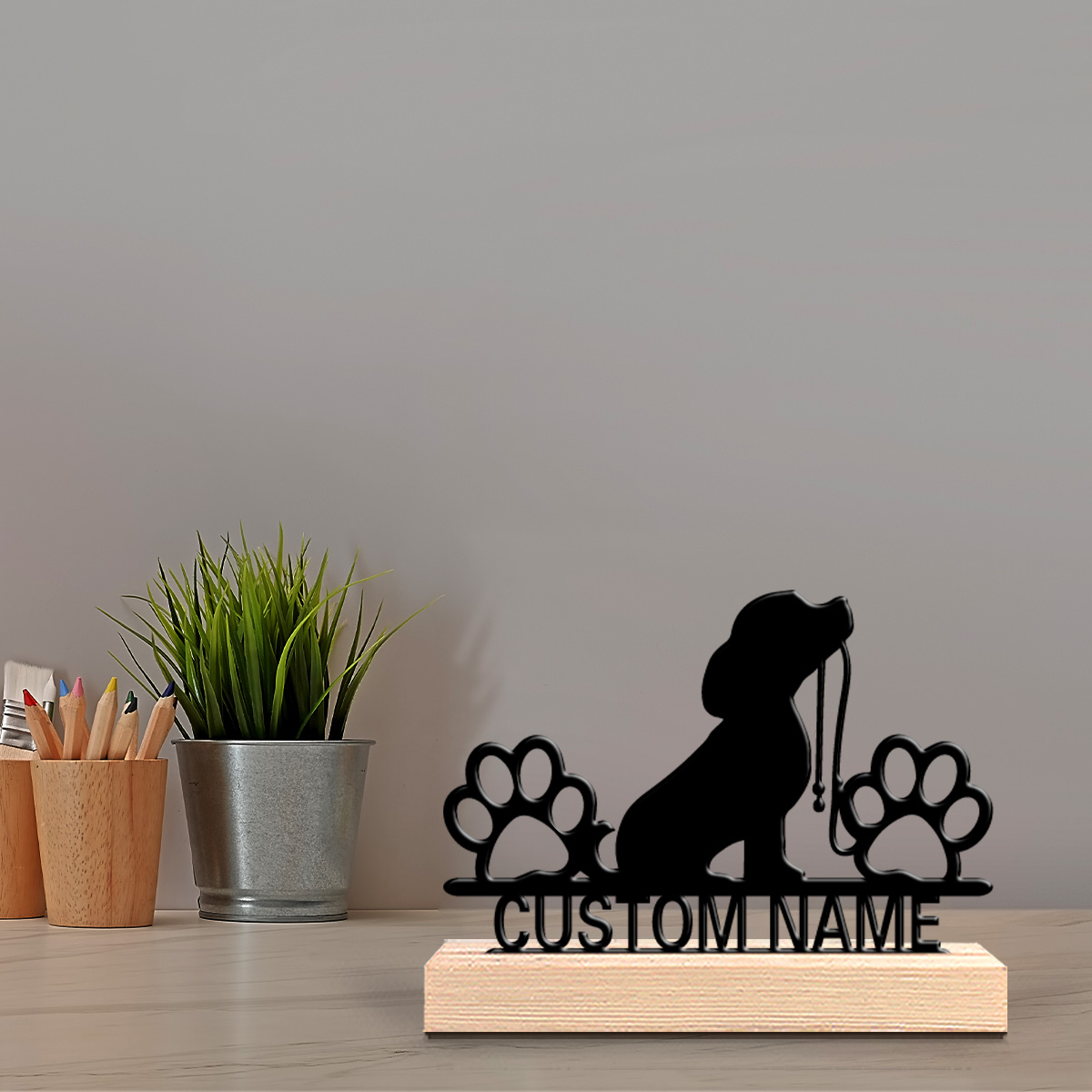 Home Decor Statue - 1pc Creative dog foottprin tPersonalized Name