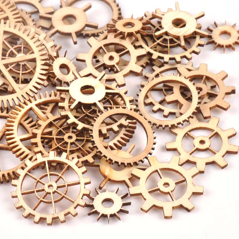 Home Decor Scrap - 20-40mm 36pcs Unfinished Wood Craft Gear