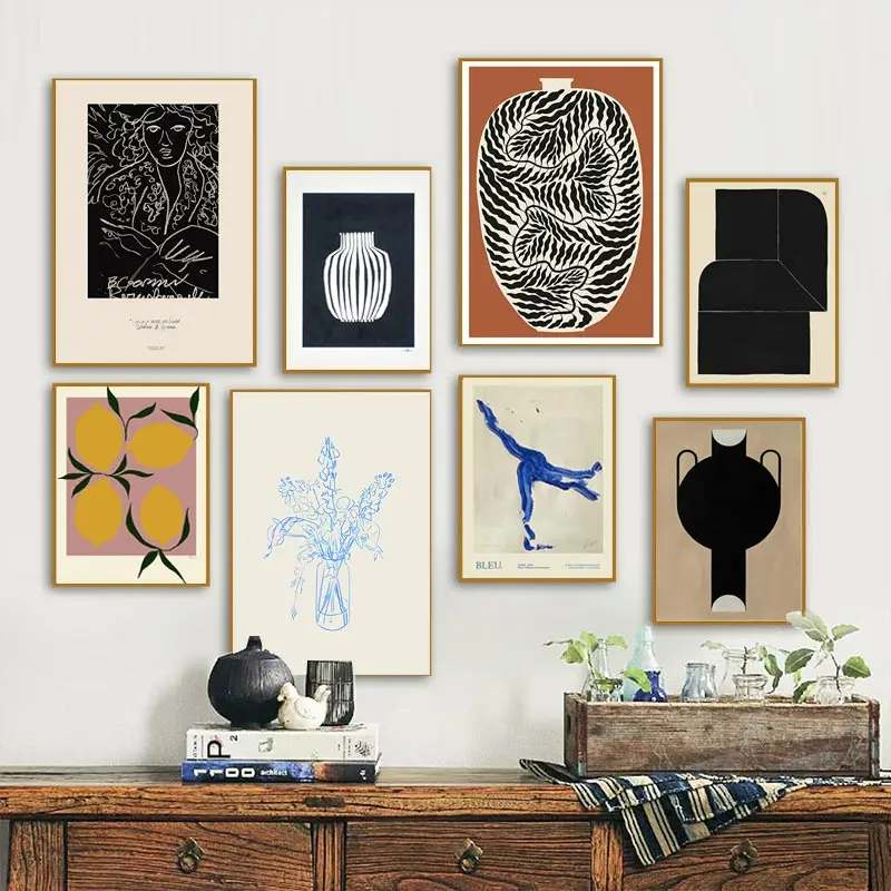 Home Decor Vase - Abstract Minimalism Lemon Vase Geometric Wall