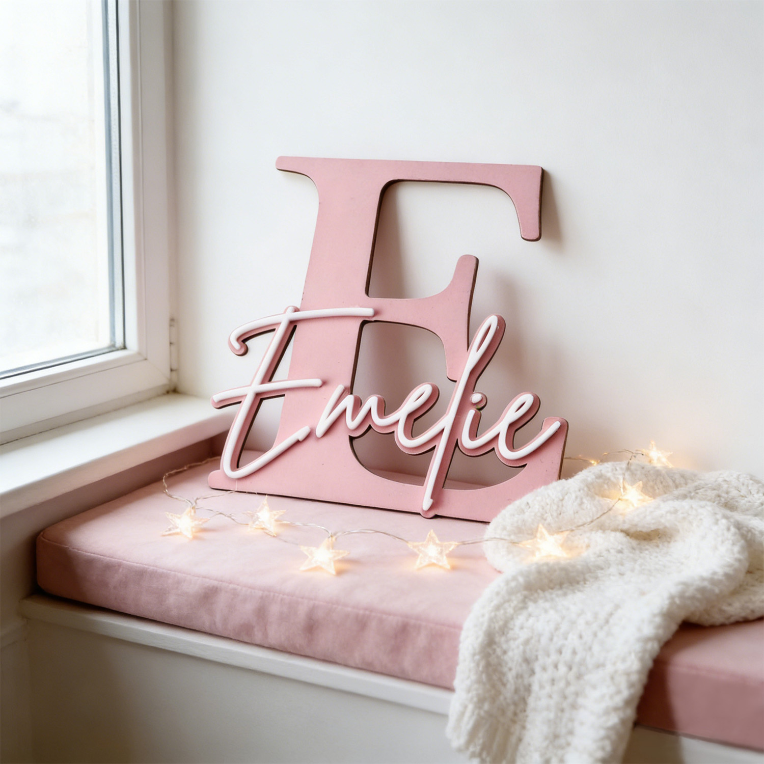 Home Decor Inspo - 1pc Double-layer Wooden Name Decoration Plaque,