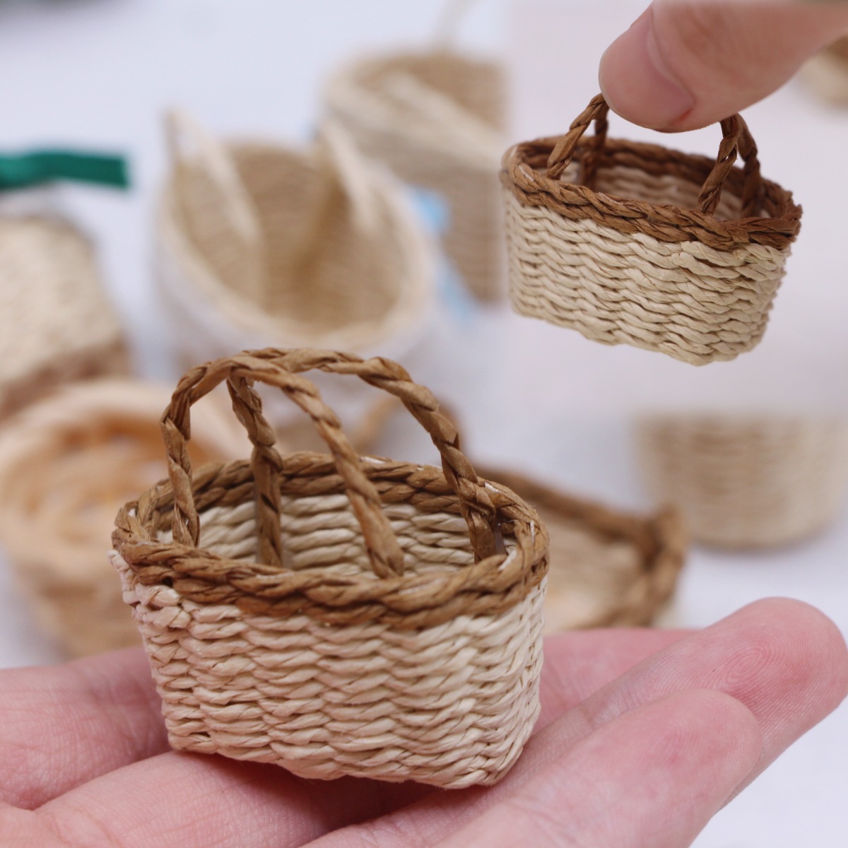 1Pc Dollhouse Handwoven Lafite - Rattan Plant Basket ulasan dan harga