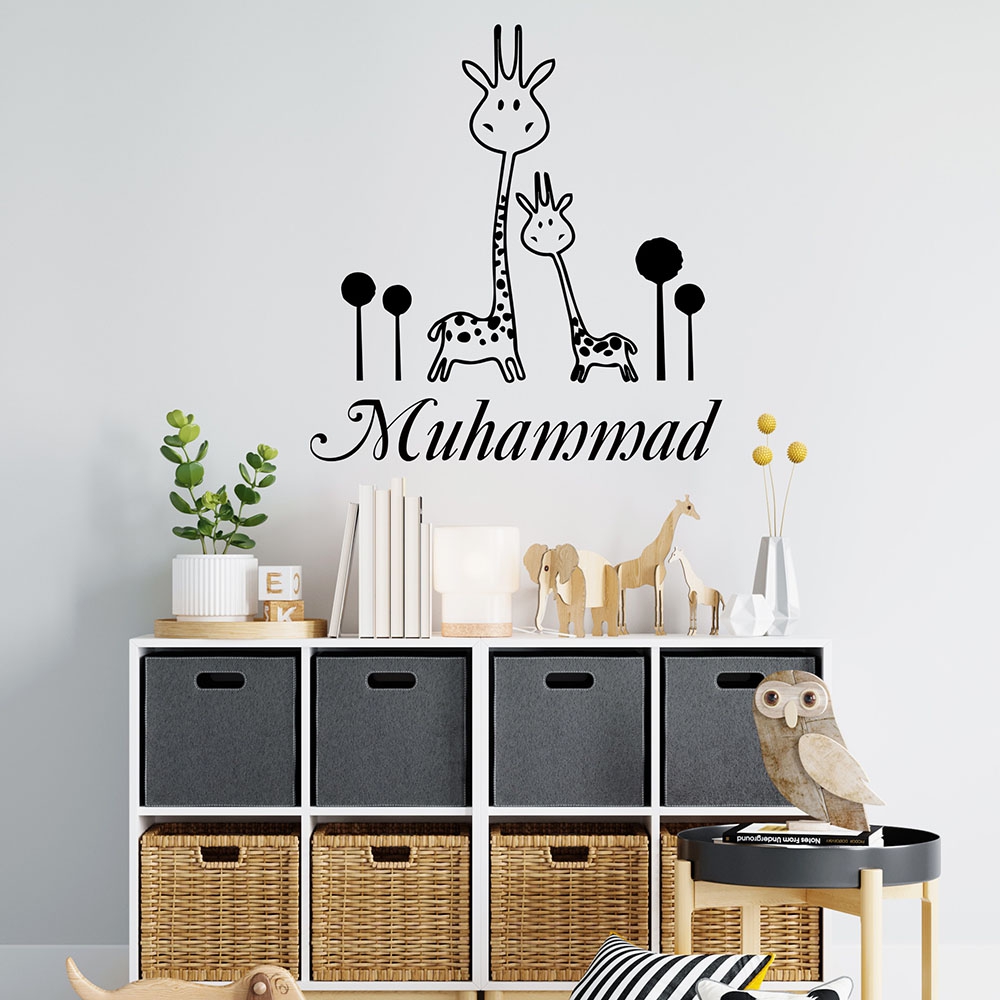 1PC Cute Giraffe Custom Name H - Home Decor Wall Stickers ulasan dan harga