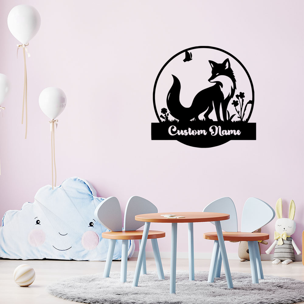 1PC Fashion Fox Customizable N - Home Decor Wall Stickers ulasan dan harga