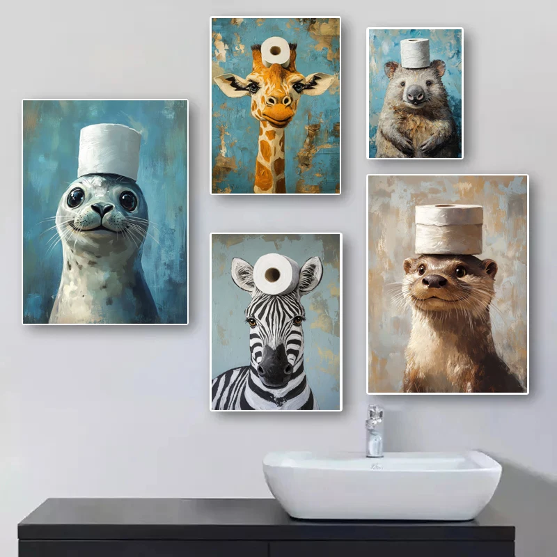 Cartoon Cute Funny Animals wit - Home Decor Scrap ulasan dan harga