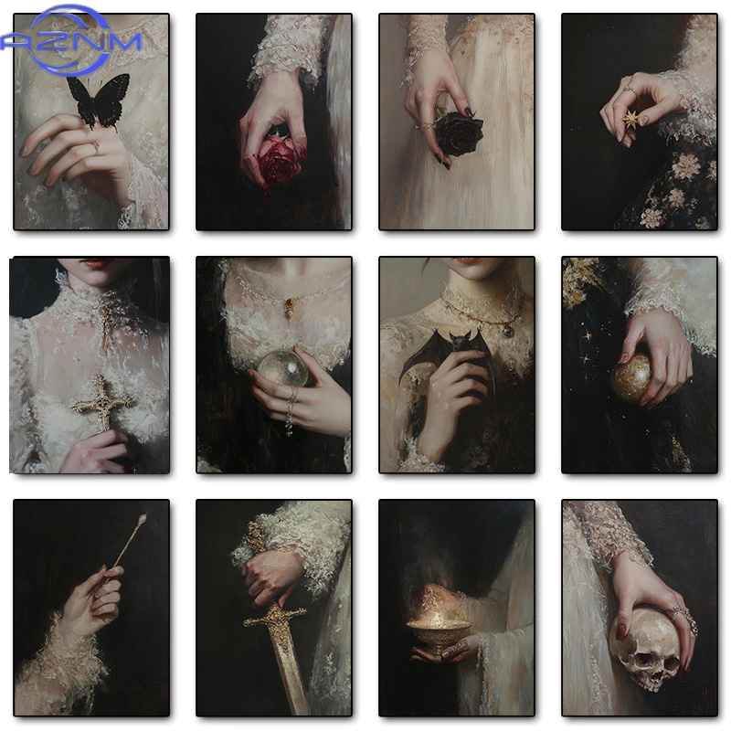Vintage Gothic Dark Elegance W - Watercolor Poster Print ulasan dan harga