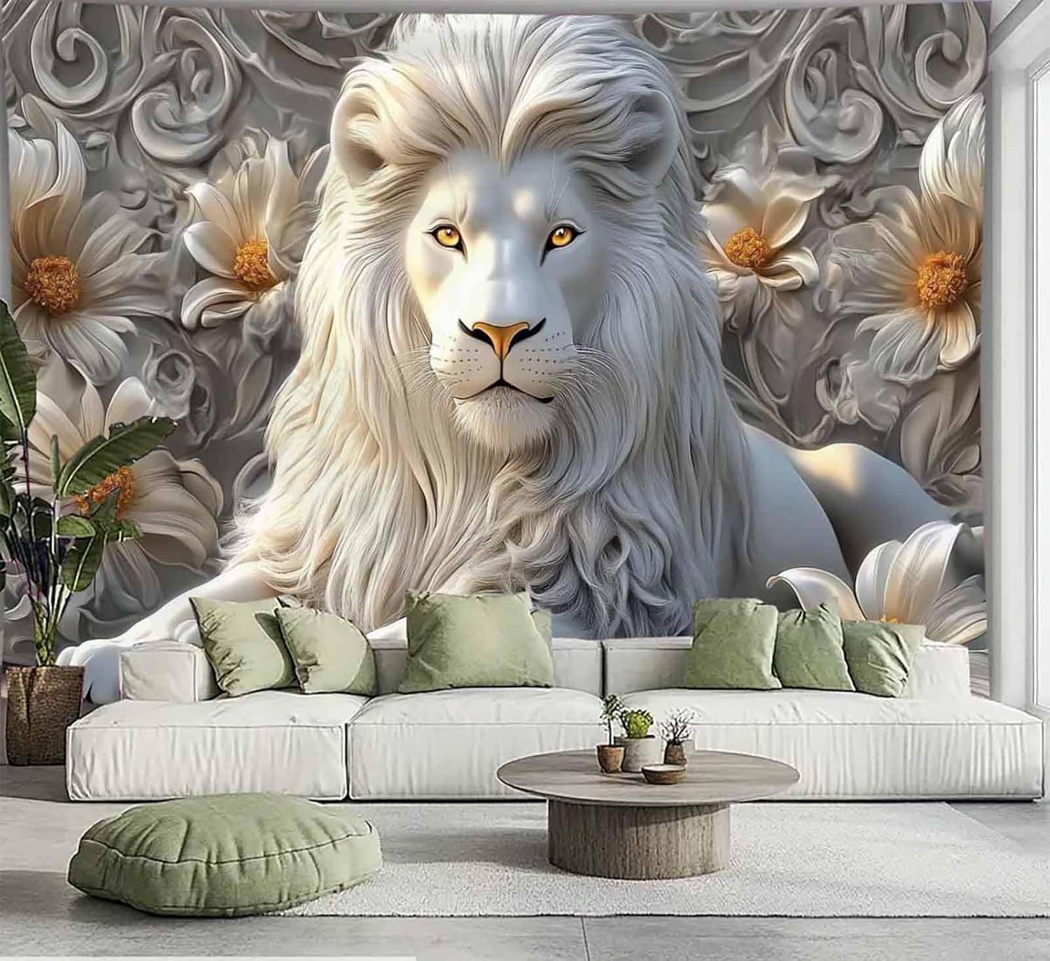 Cool White Lion Tapestry Aesth - Home Decor Hippie ulasan dan harga