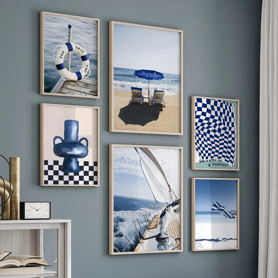 Blue Sea Sunshine Beach White  - Home Decor Vase ulasan dan harga