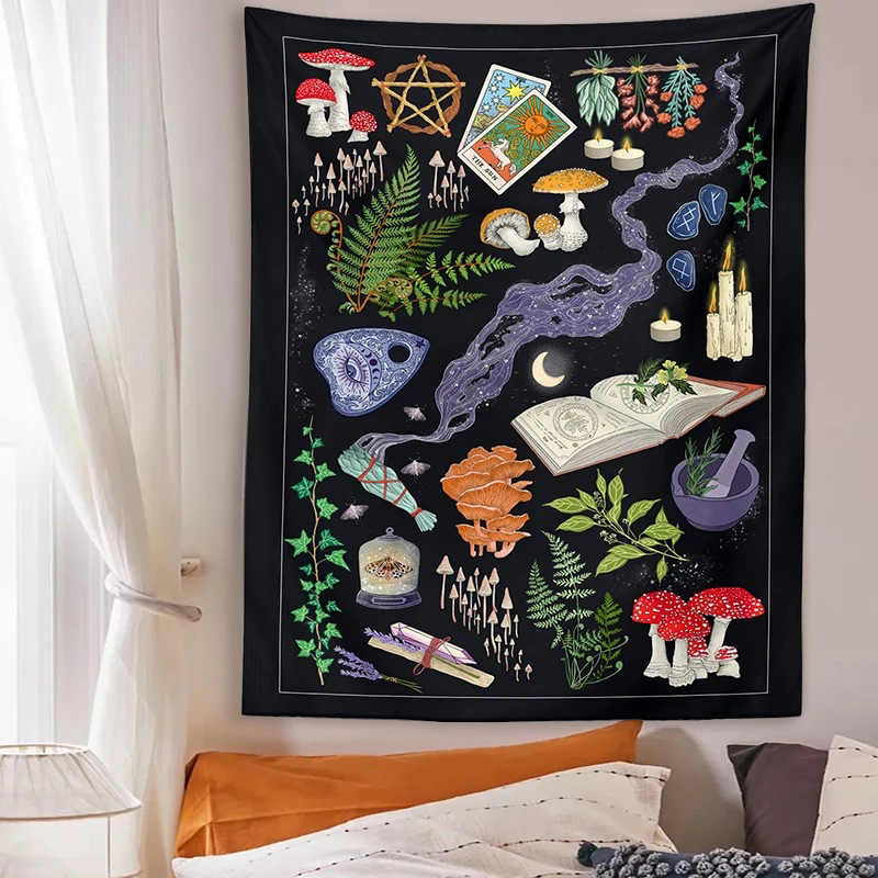 Psychedelic Mushroom Tapestry  - Home Decor Hippie ulasan dan harga