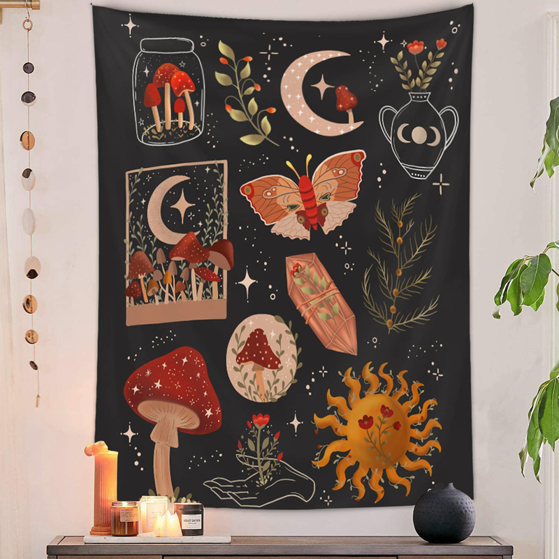 Psychedelic Mushroom Tapestry  - Home Decor Hippie ulasan dan harga
