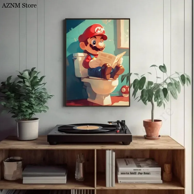 Funny Bathroom Cartoon Video G - Watercolor Poster Print ulasan dan harga