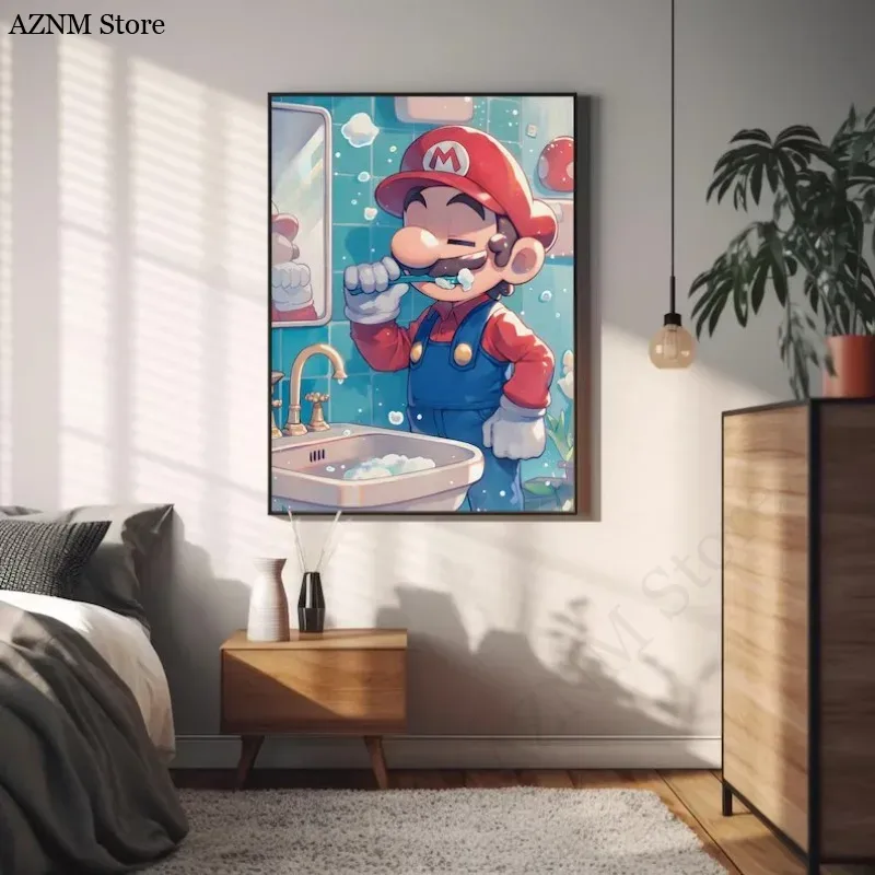 Funny Bathroom Cartoon Video G - Watercolor Poster Print ulasan dan harga