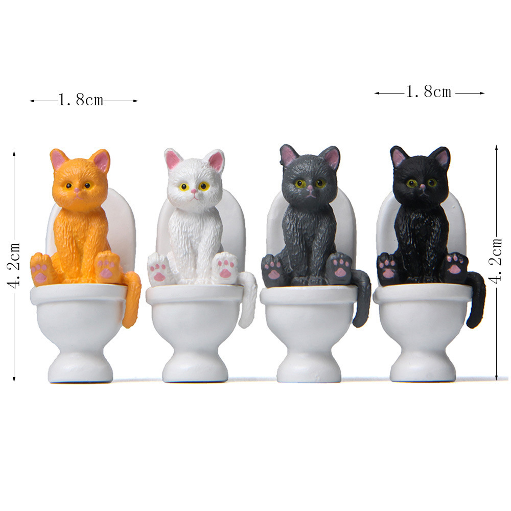 Cat Sit On Figurines Toilet Ca - Home Decor Korea ulasan dan harga