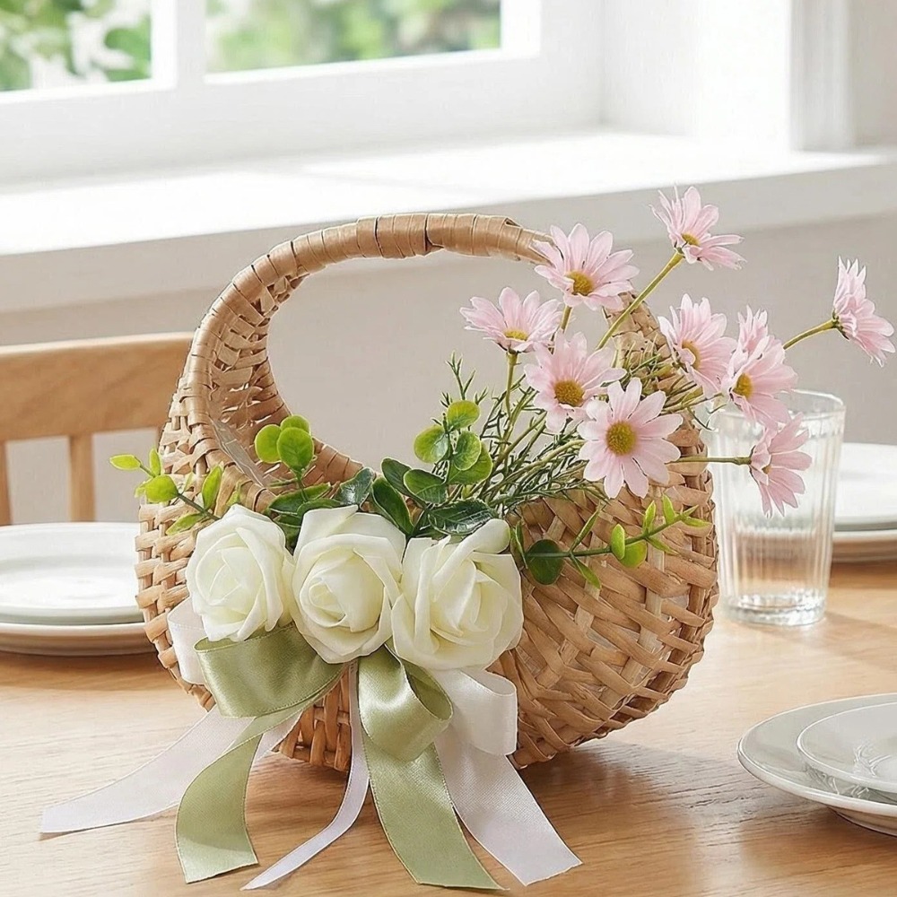 Rattan Flower Girl Basket with - Rattan Plant Basket ulasan dan harga