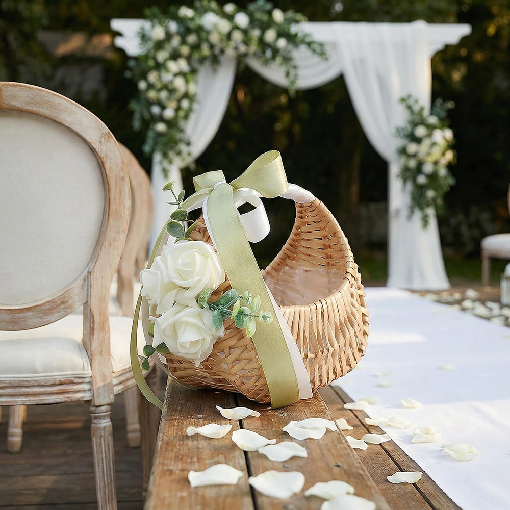 Rattan Flower Girl Basket with - Rattan Plant Basket ulasan dan harga