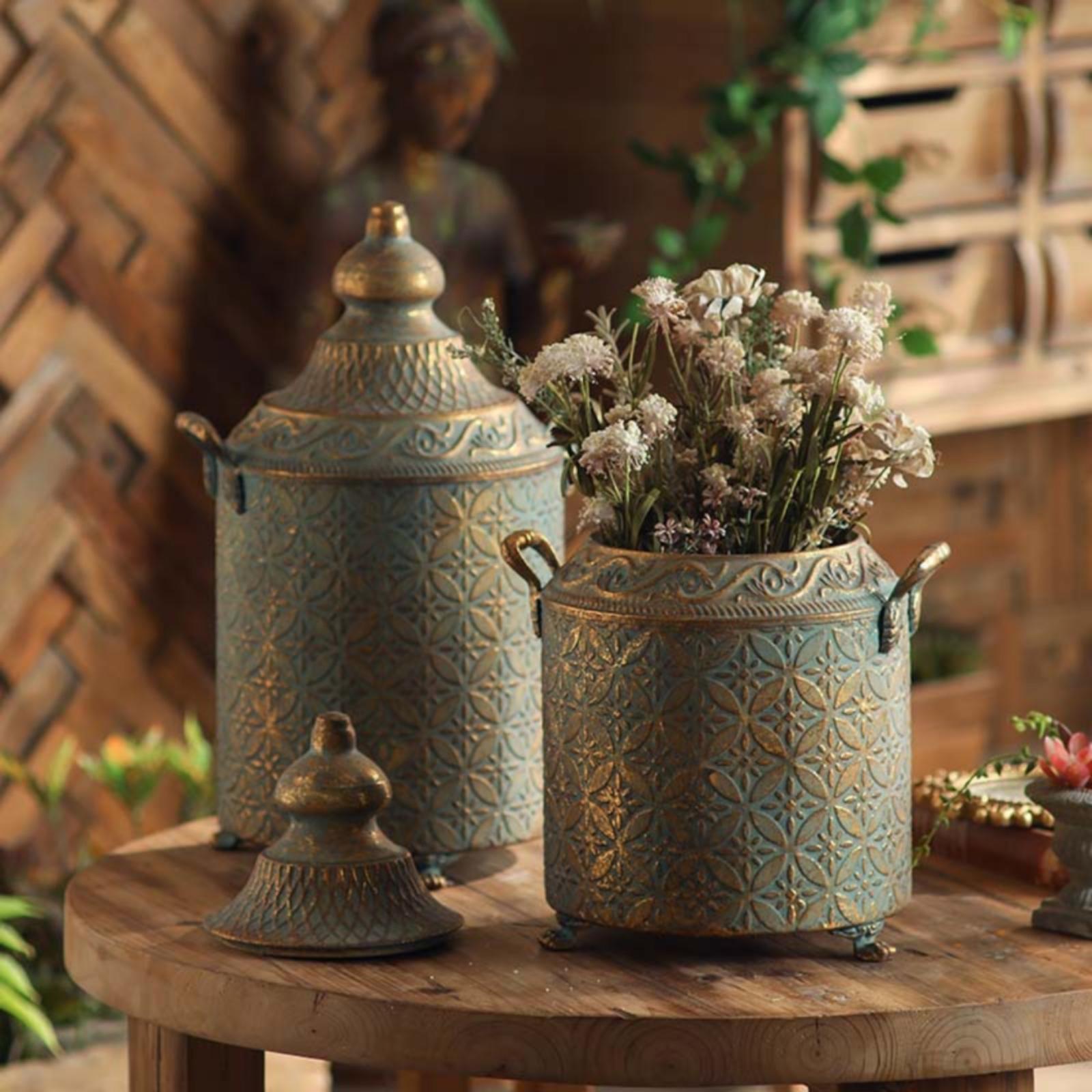 Patina Finished Metal Decorati - Home Decor Vase ulasan dan harga