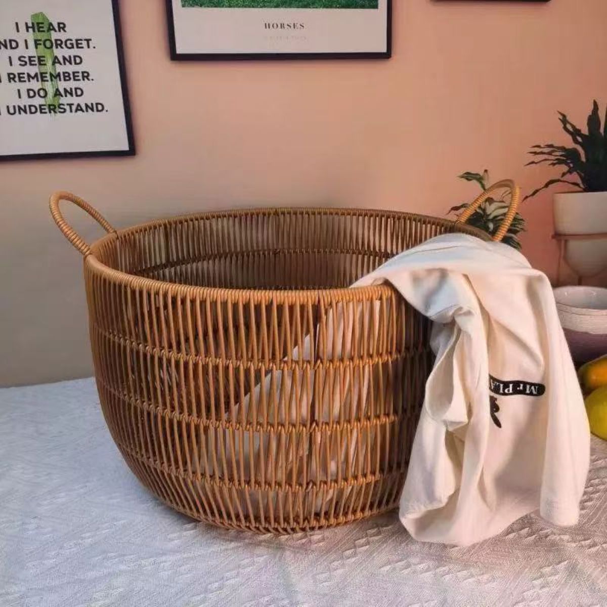 Handmade Rattan-Look Woven Sto - Rattan Plant Basket ulasan dan harga