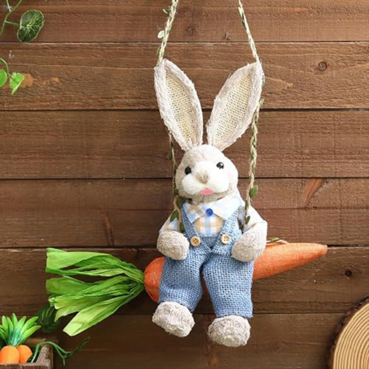 Easter Straw Bunny Figurine, S - Home Decor Statue ulasan dan harga