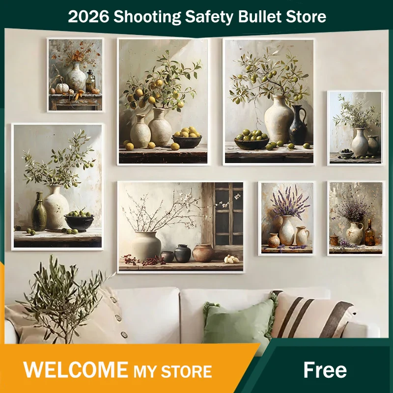 Vintage Still Life Poster Prin - Home Decor Vase ulasan dan harga