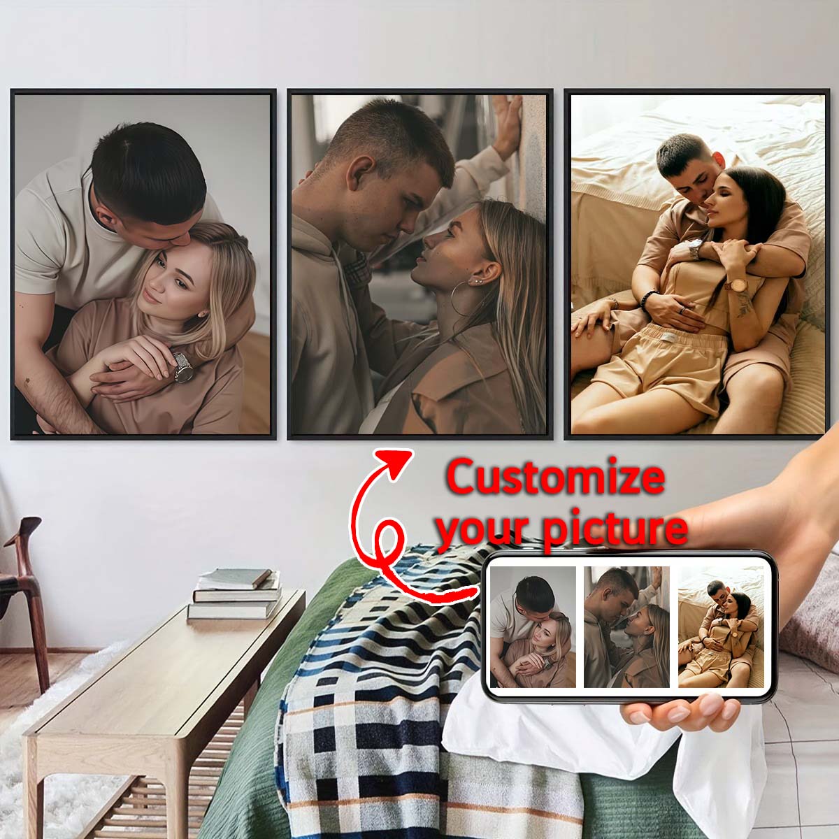 Triptych - 2D custom photo woo - Canvas Painting ulasan dan harga