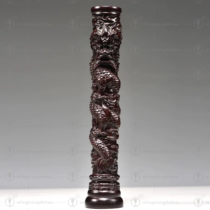 Rosewood Carved Dragon Pillar  - Home Decor Statue ulasan dan harga