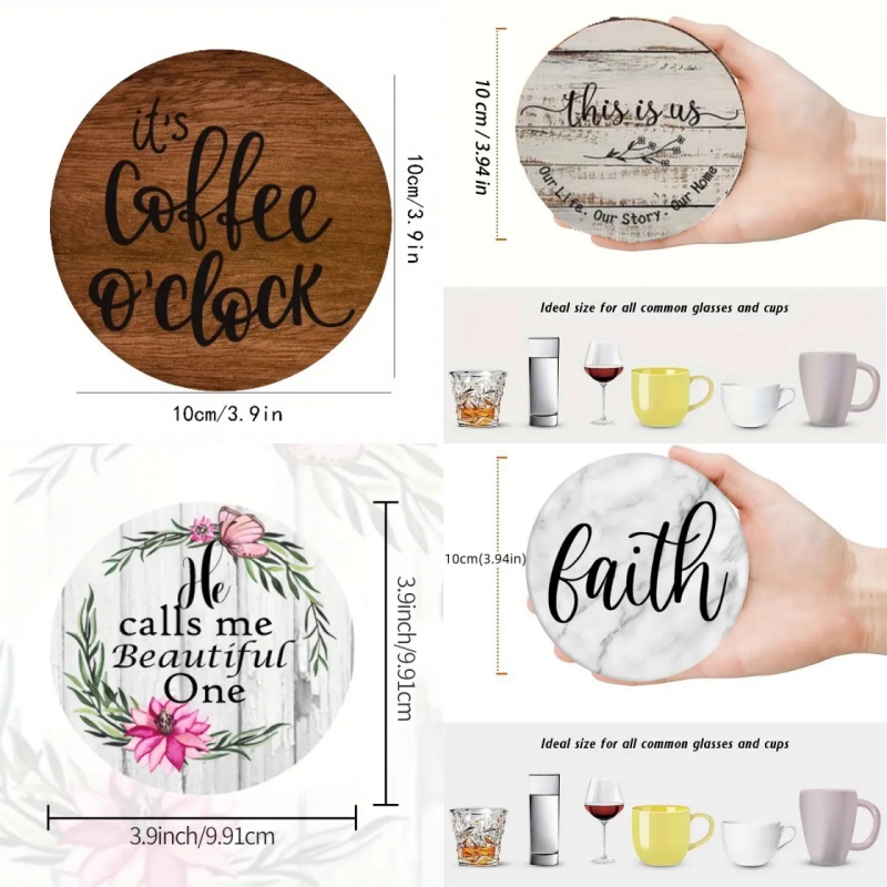 6 Pieces of Circular Inspirati - Wooden Letter Sign ulasan dan harga
