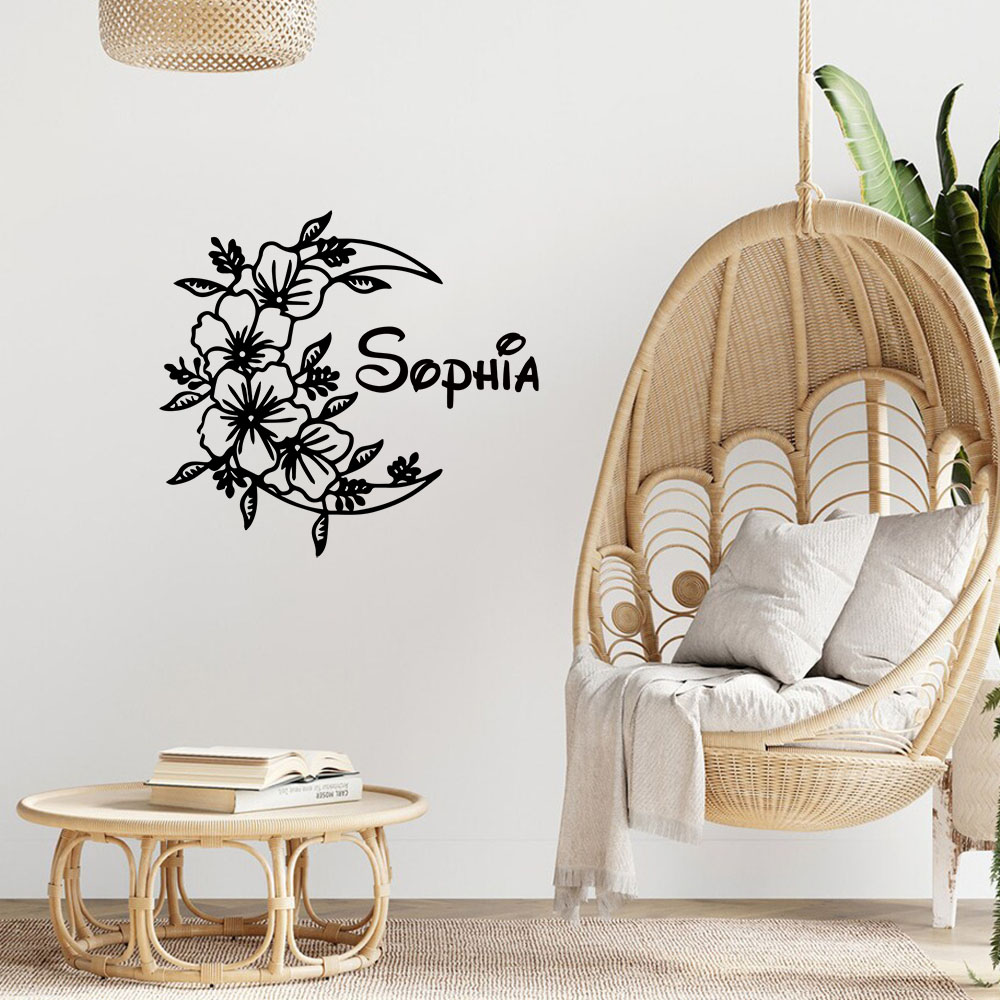 1PC Creative Moon Flower Custo - Home Decor Wall Stickers ulasan dan harga