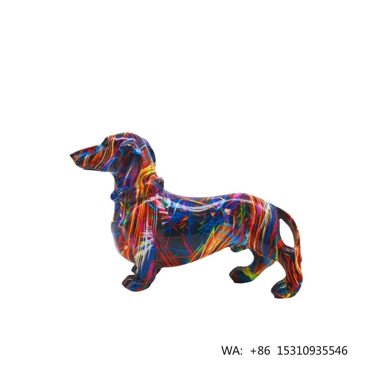 Resin Graffiti Dog Statue Mode - Home Decor Statue ulasan dan harga