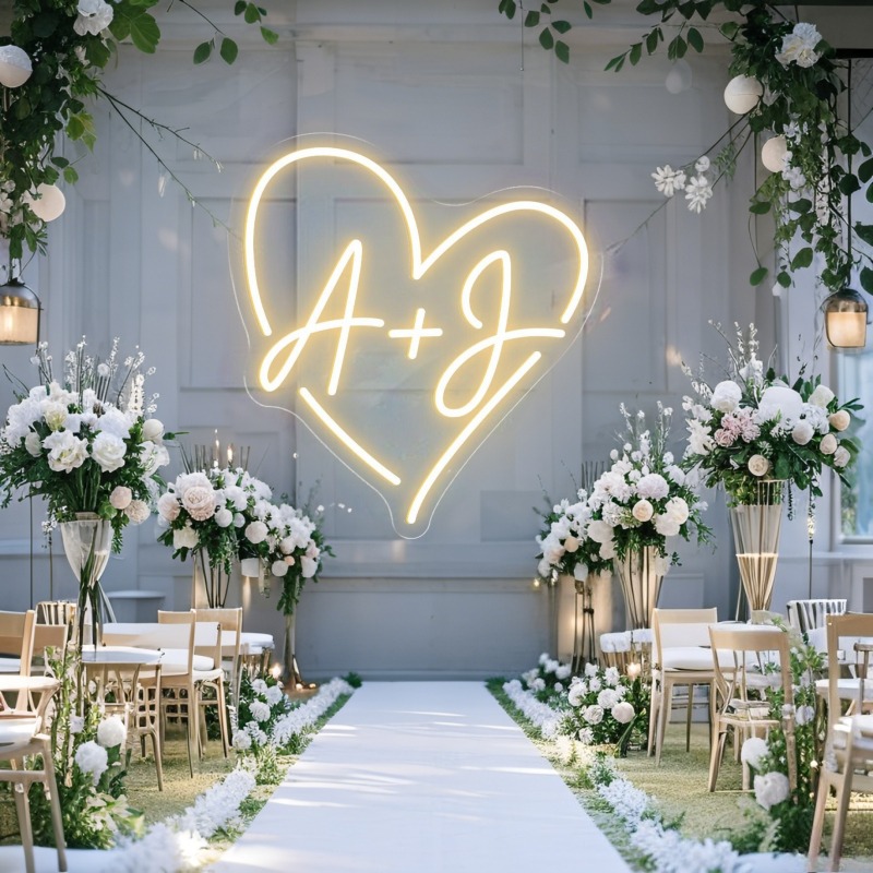 Custom Initials Heart LED Neon - Home Decor Inspo ulasan dan harga
