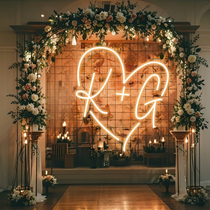 Custom Initials Heart LED Neon - Home Decor Inspo ulasan dan harga