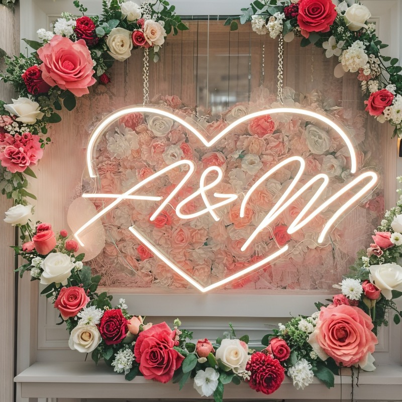 Custom Initials Heart LED Neon - Home Decor Inspo ulasan dan harga