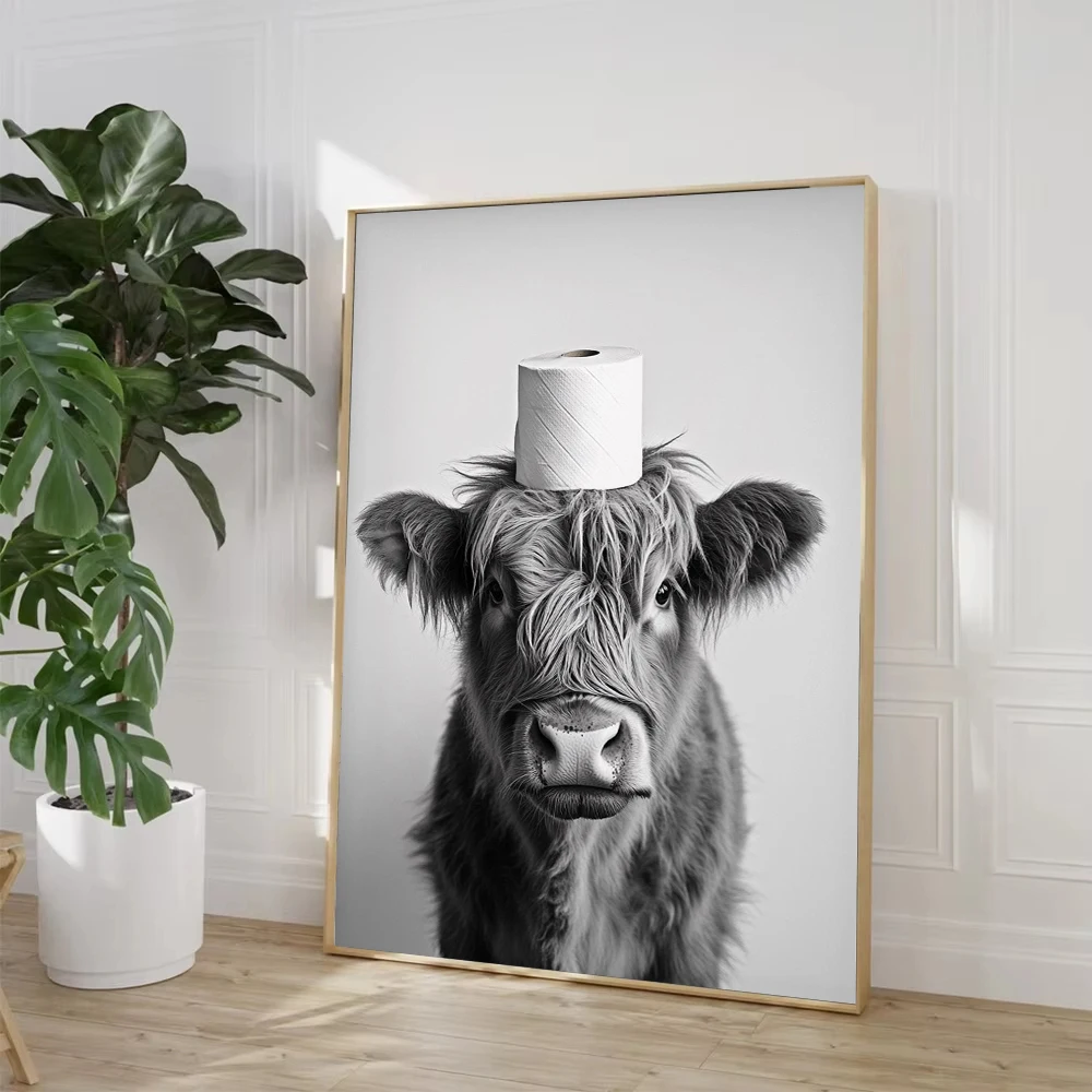 Highland Cow Otter Cat  Raccoo - Watercolor Poster Print ulasan dan harga