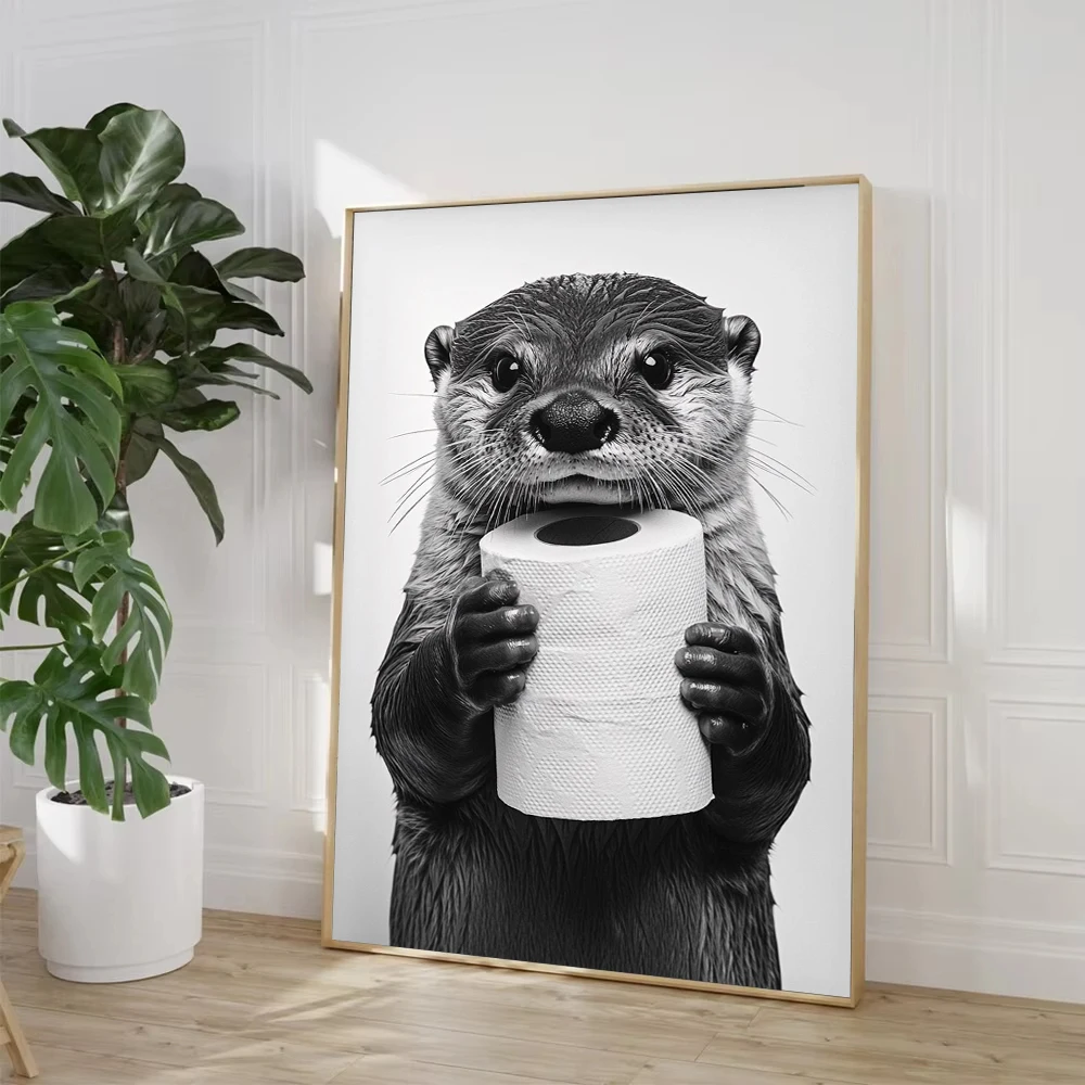 Highland Cow Otter Cat  Raccoo - Watercolor Poster Print ulasan dan harga
