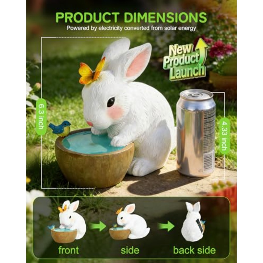 Solar Bunny Garden Outdoor Sta - Home Decor Statue ulasan dan harga