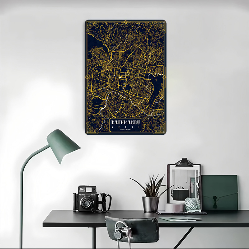 Kathmandu City Map Gold 3D Tex - Home Decor Kathmandu ulasan dan harga