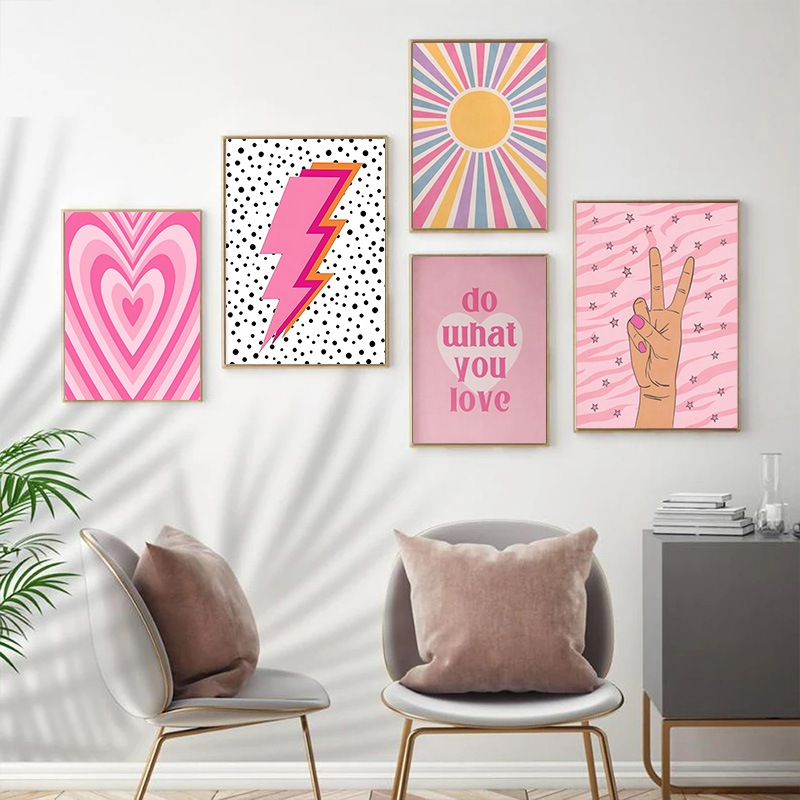 Abstract Pink Lightning Gradie - Home Decor Lovely Home ulasan dan harga