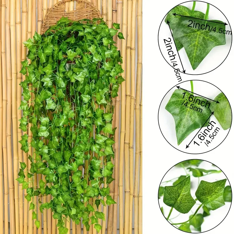 Artificial Green Ivy Leaf Ratt - Rattan Plant Basket ulasan dan harga