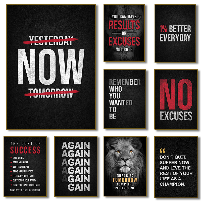 No Excuses Motivational Poster - Watercolor Poster Print ulasan dan harga