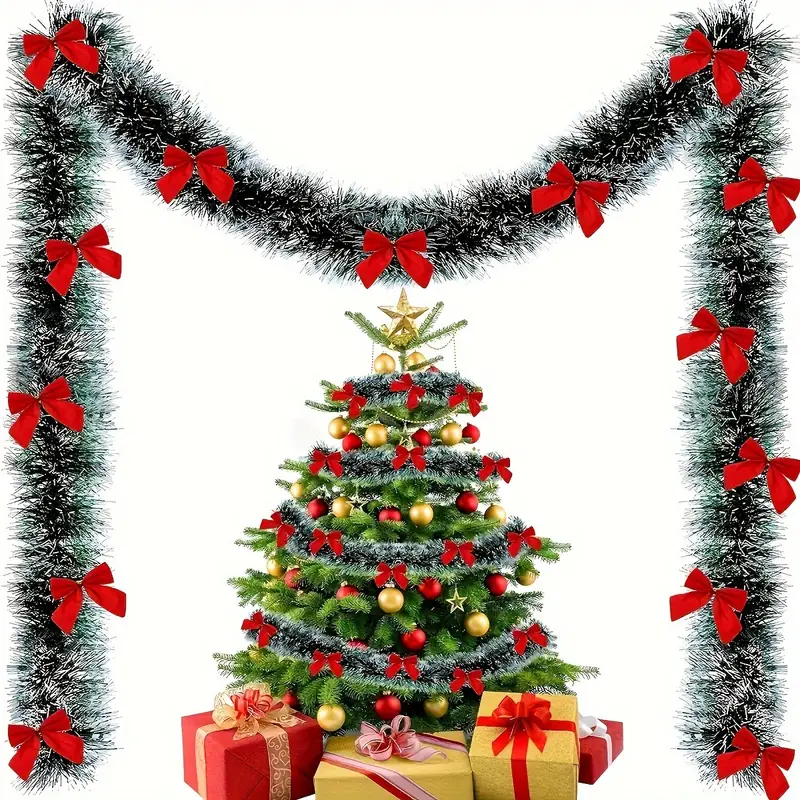 Christmas Bow Tinsel Ribbons G - Home Decor Scrap ulasan dan harga