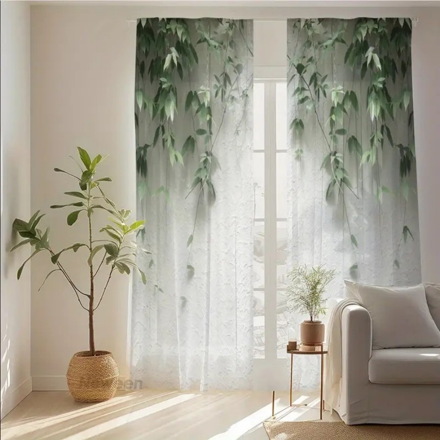 2PCS Digital Print Sheer Curta - Home Decor Wall Panels ulasan dan harga